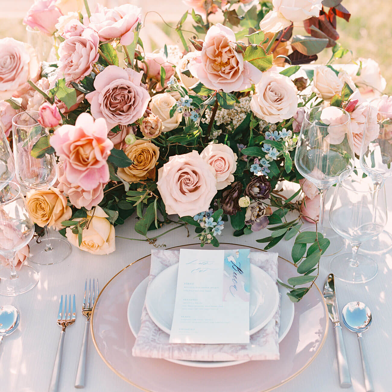 Beautifully Born flowers and table setting